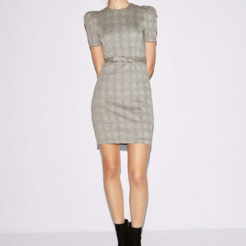 NWT Puff Sleeve Belted Sheath Dress Express Small